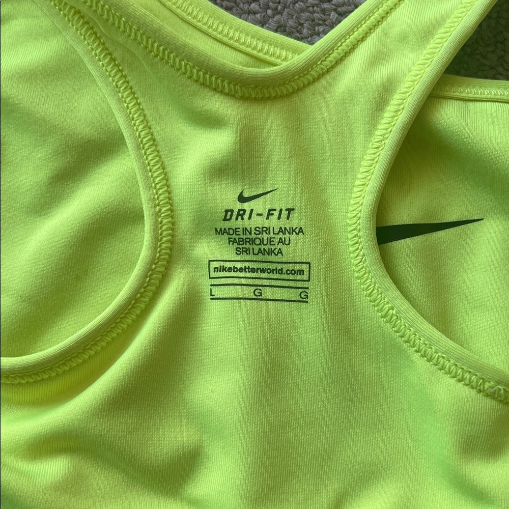 Nike Dri Fit Neon Yellow & Black Sports Bra size large - Picture 3 of 3